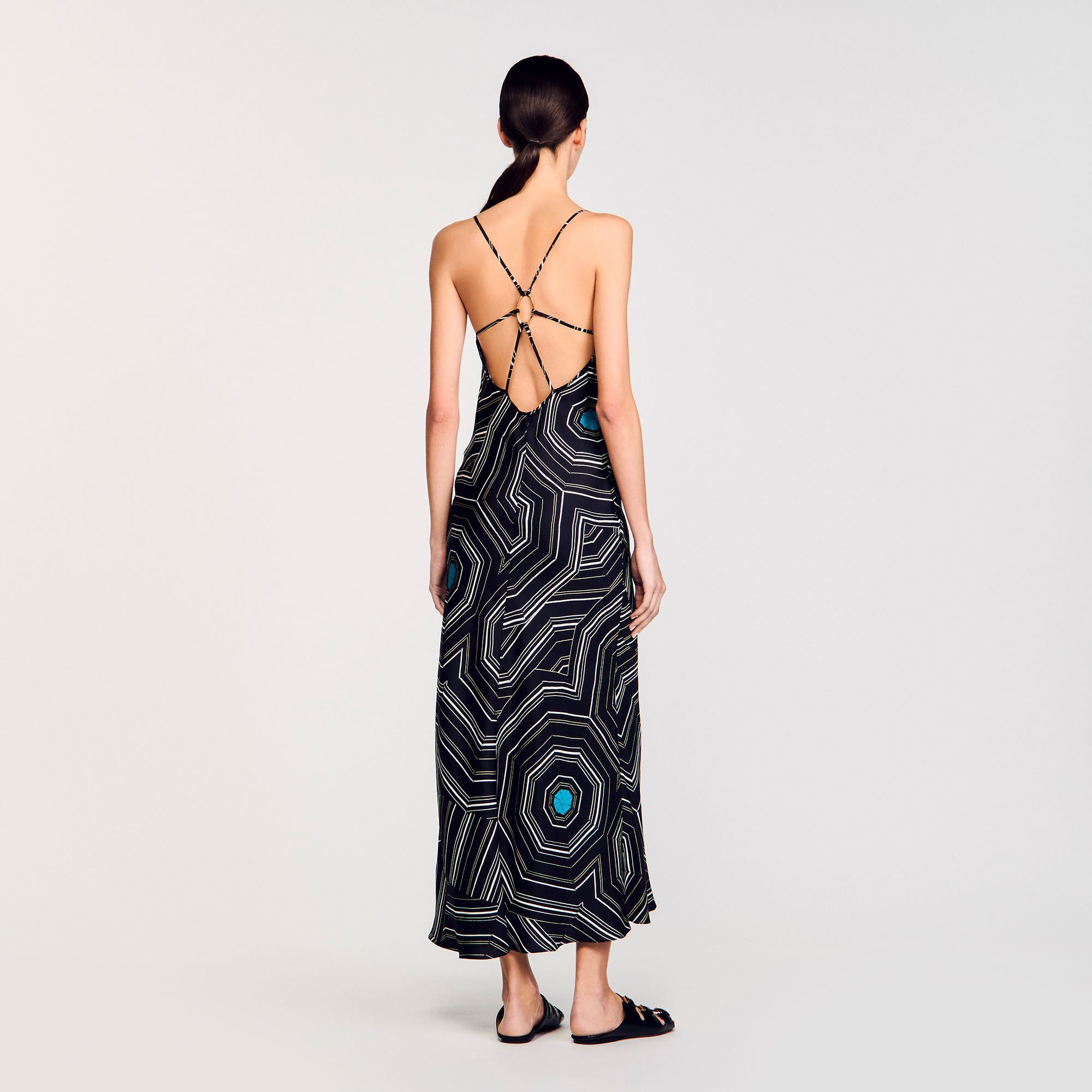 Robe longue en soie imprimée