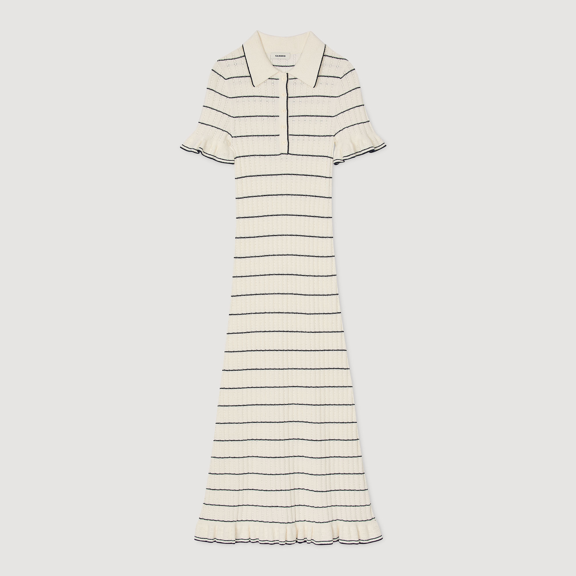 Robe longue en maille à col polo
