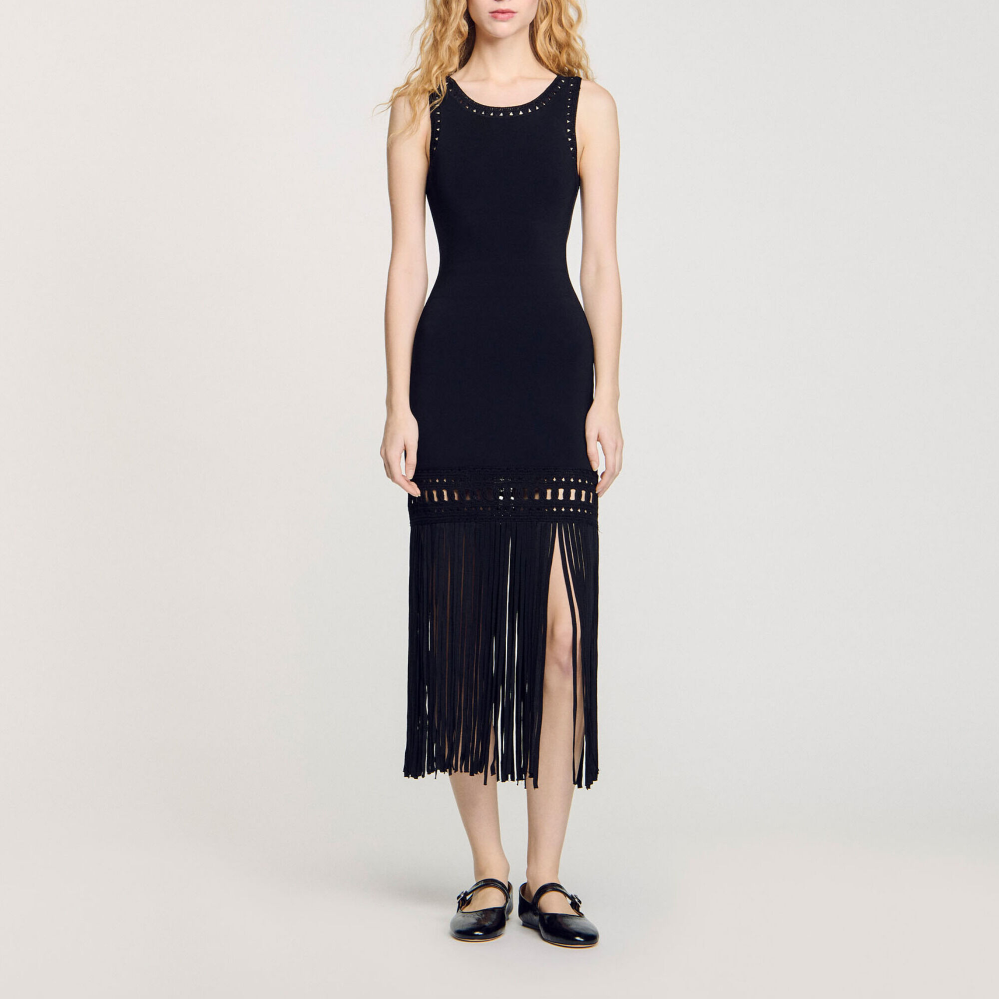 Robe en maille frang&eacute;e