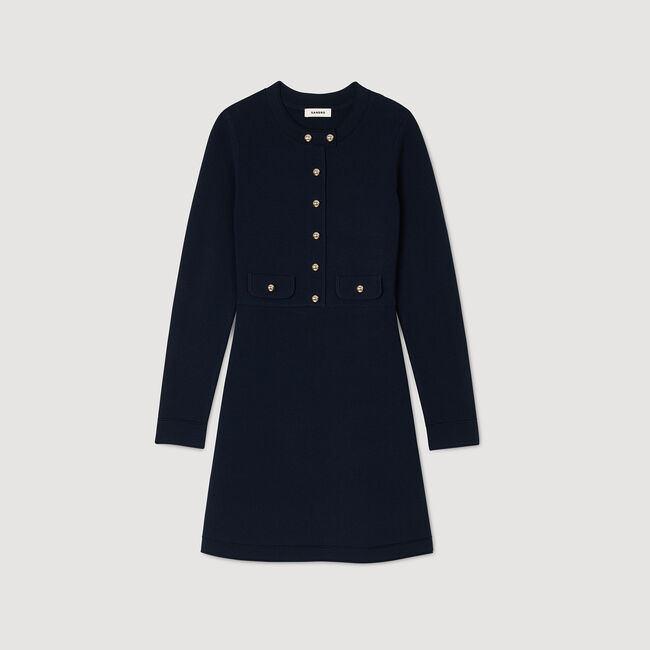 Robe courte en maille boutonnée