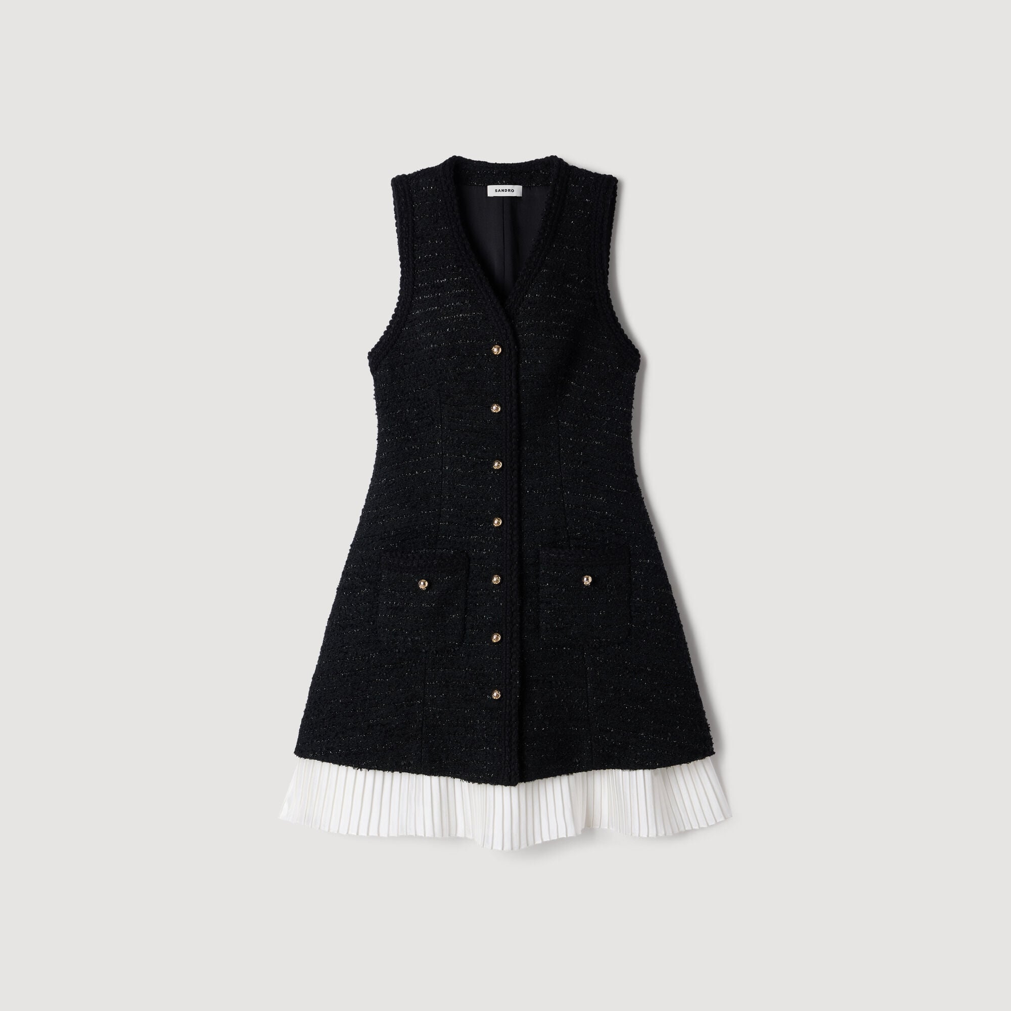 Robe courte bicolore en tweed - Femme | Sandro Paris