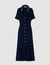 Robe longue maille col denim
