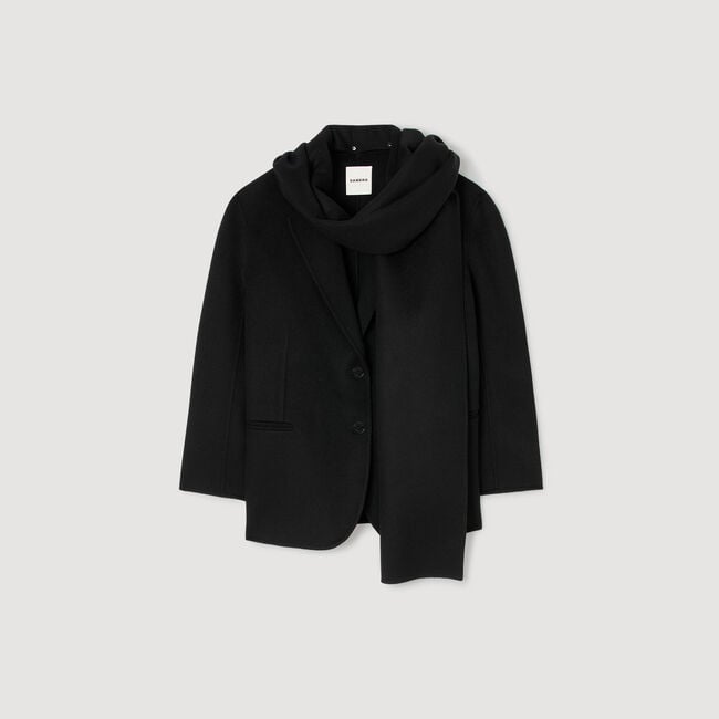 Manteau court à écharpe intégrée