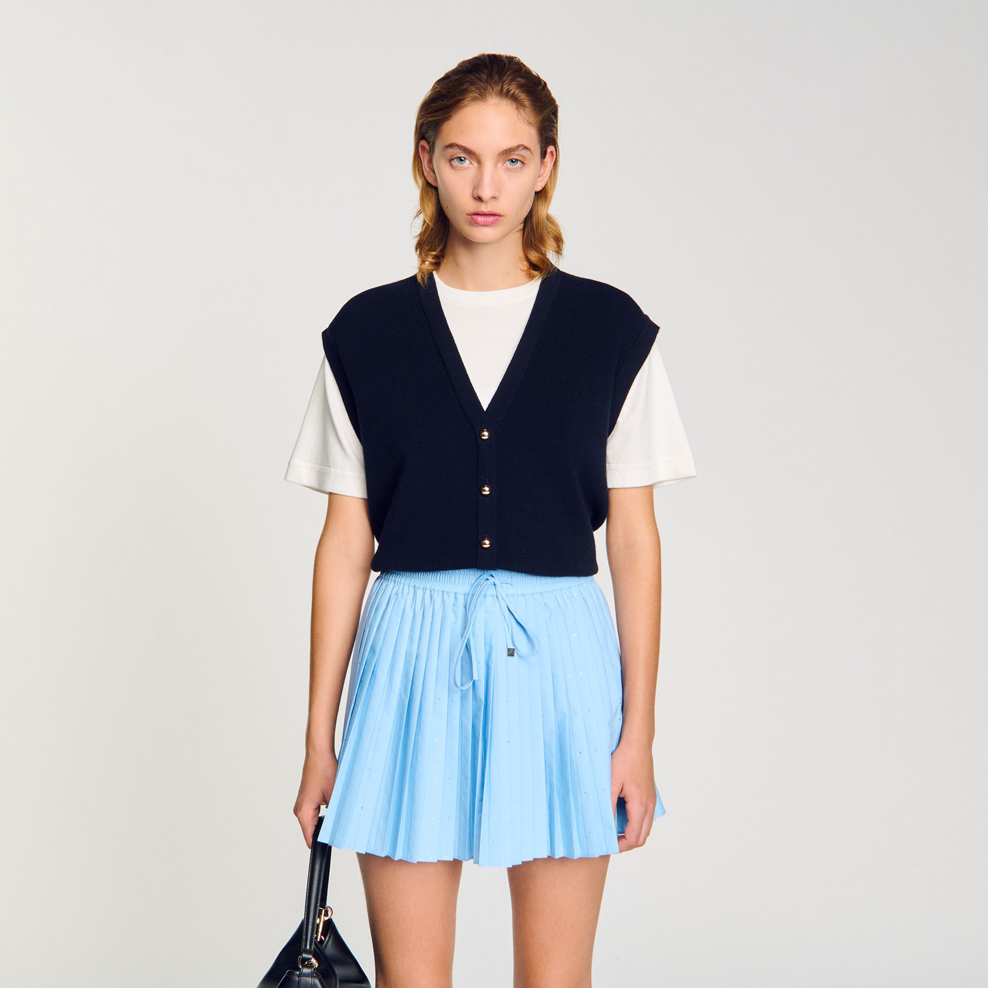 Pull bicolore en laine et cachemire 