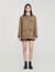Manteau en tweed à col en cuir