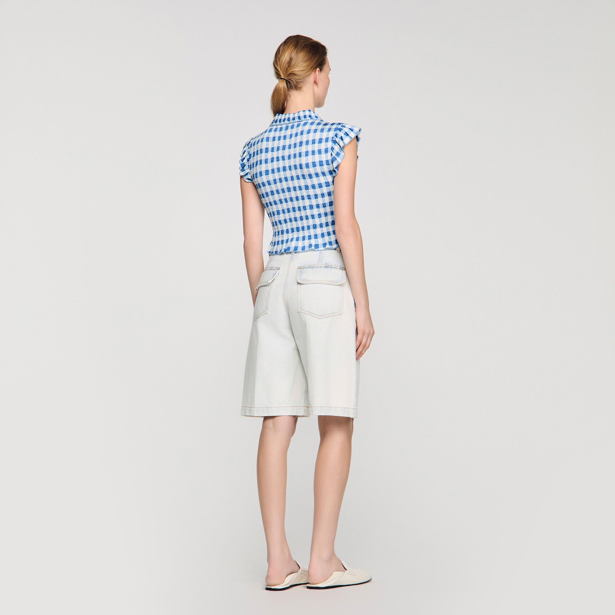 T-shirt smock&eacute; vichy