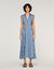 Robe longue &agrave; rayures et patte cuir