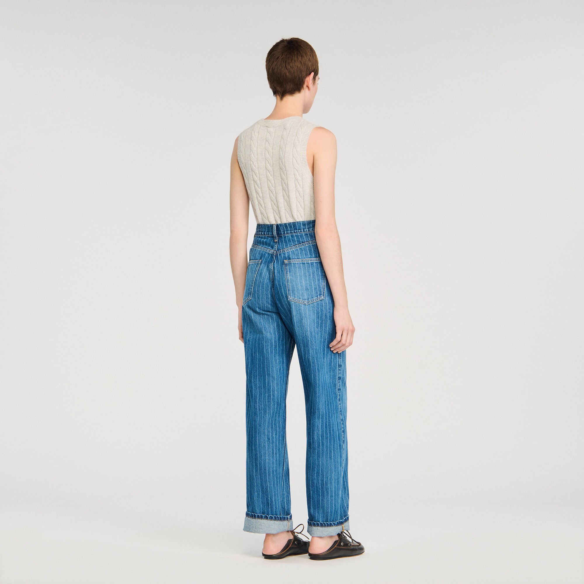 Jean large rayé
