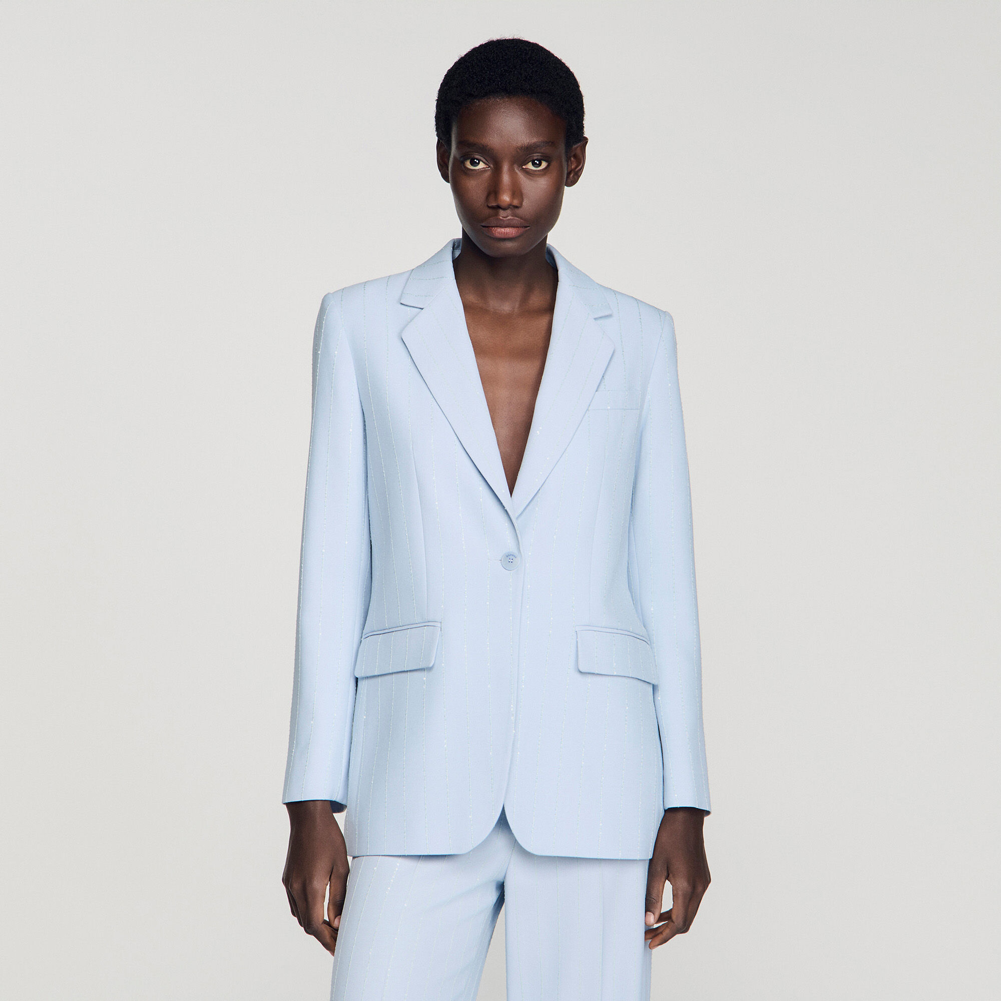 Veste de tailleur &agrave; rayures sequins