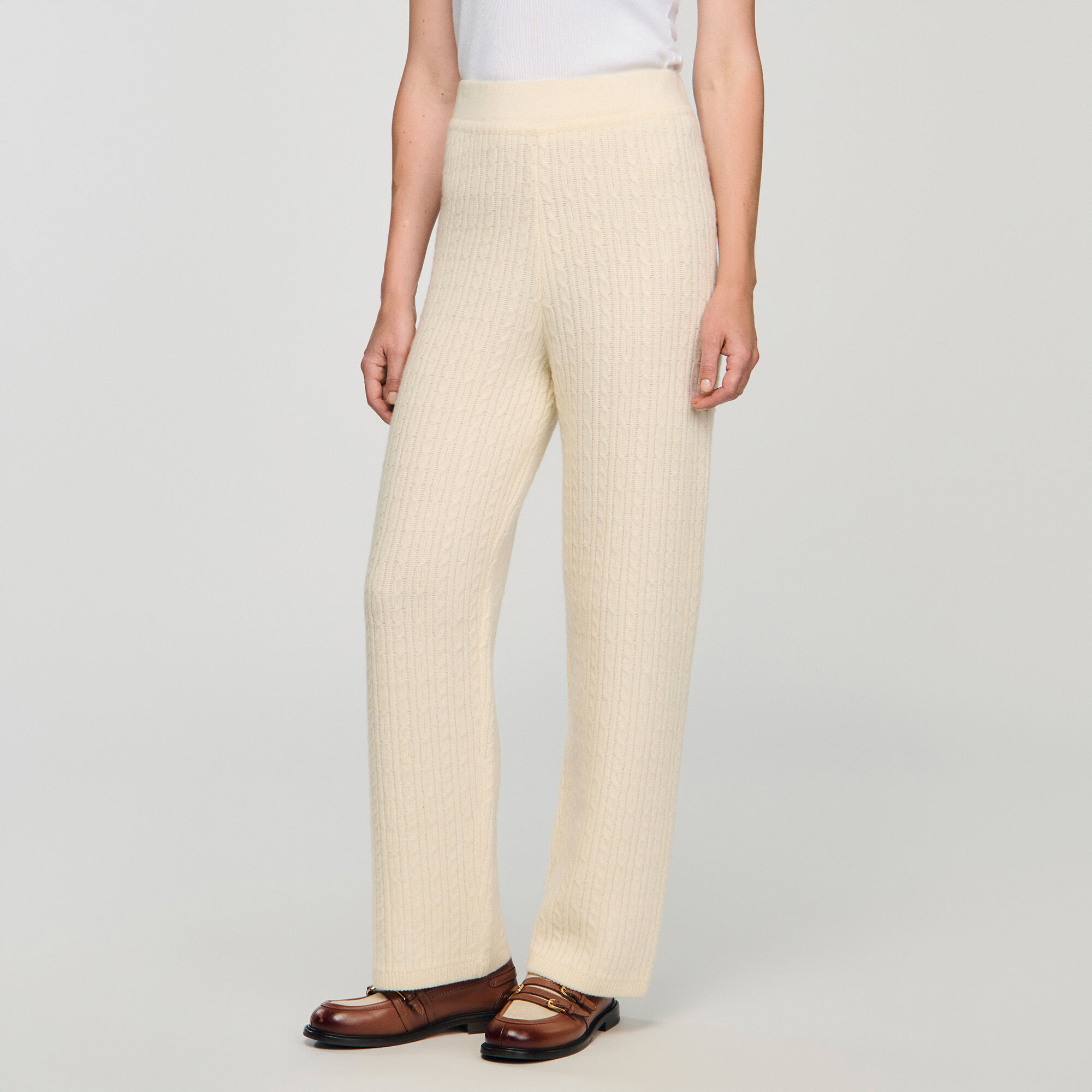 Pantalon en maille à torsades