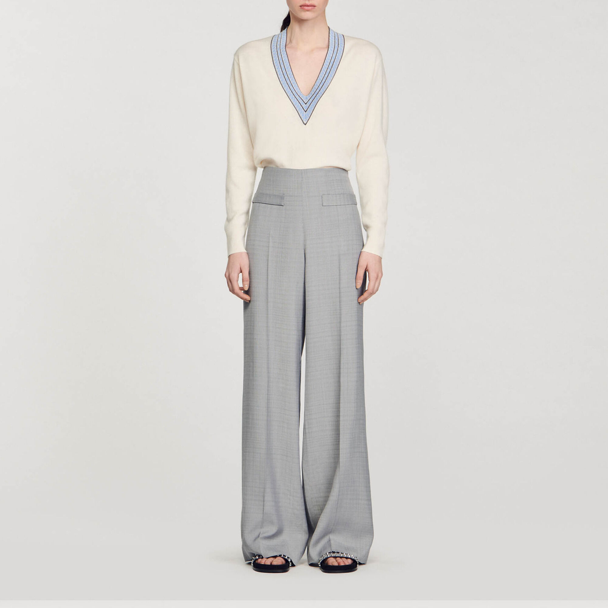 Pantalon de costume évasé taille haute