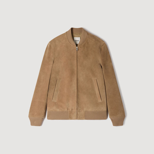 Blouson en cro&ucirc;te de cuir zipp&eacute;