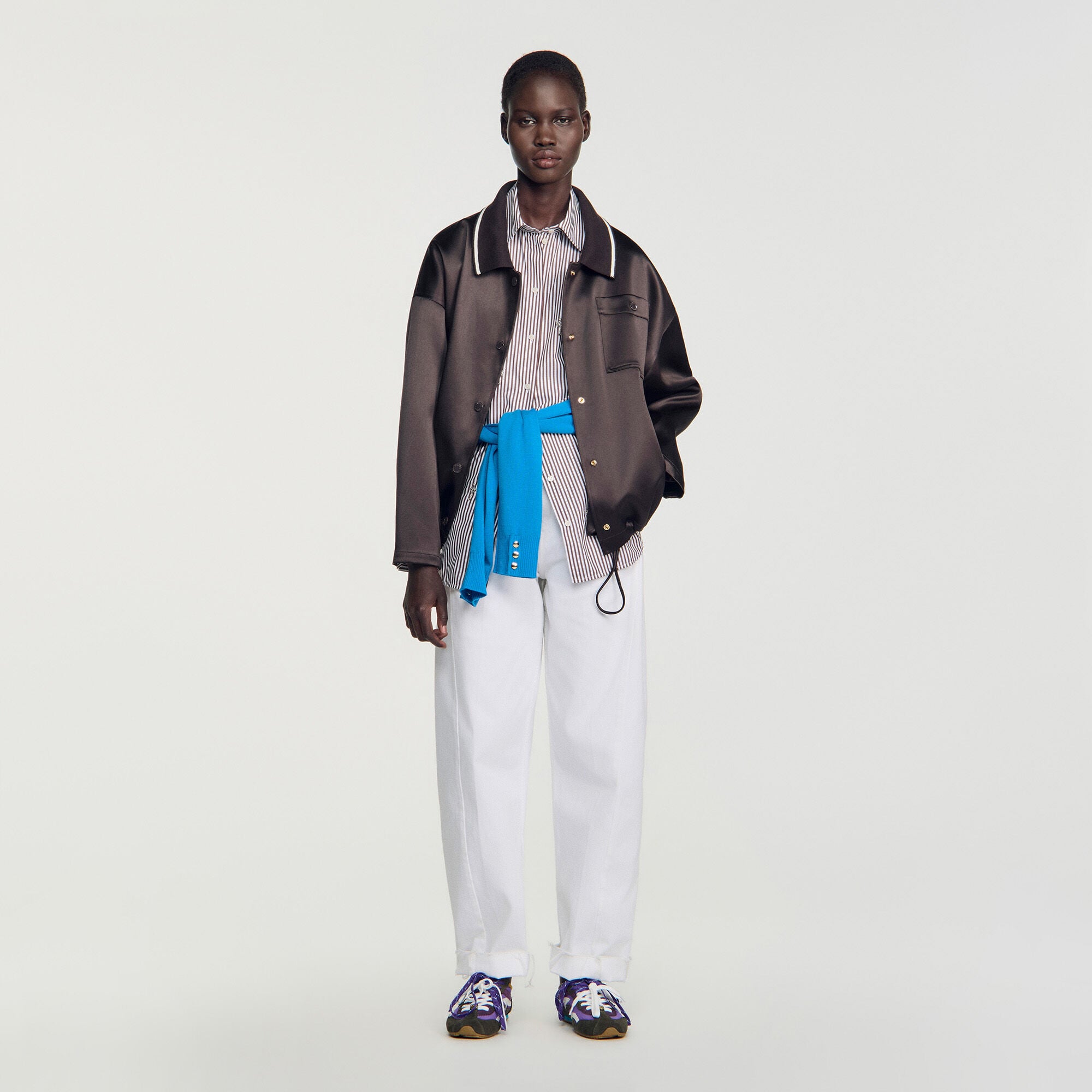 Blouson satin&eacute; &agrave; col polo