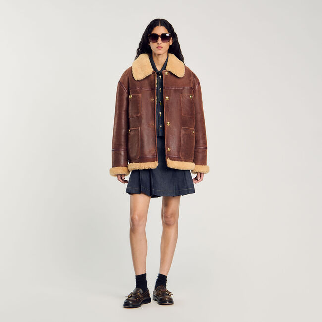Veste en peau lainée