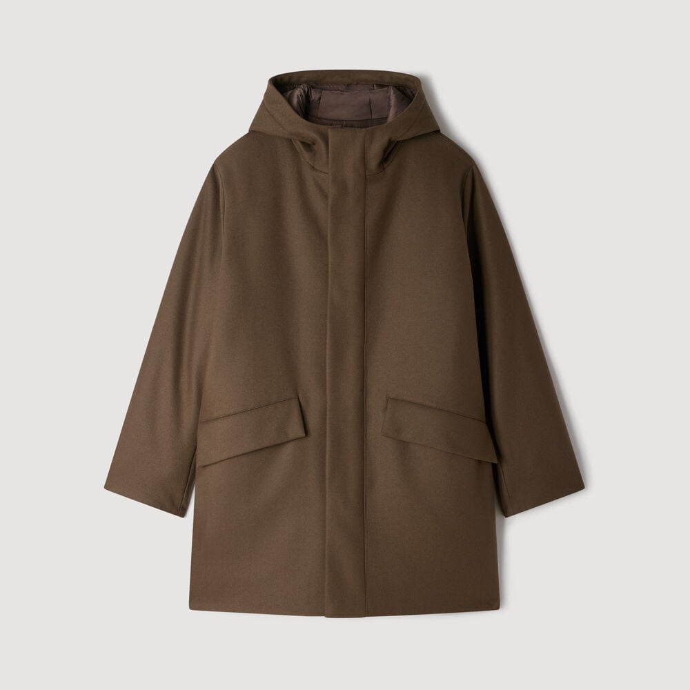 Sandro Parka en laine et cachemire – Taupe / Kaki – vue 6