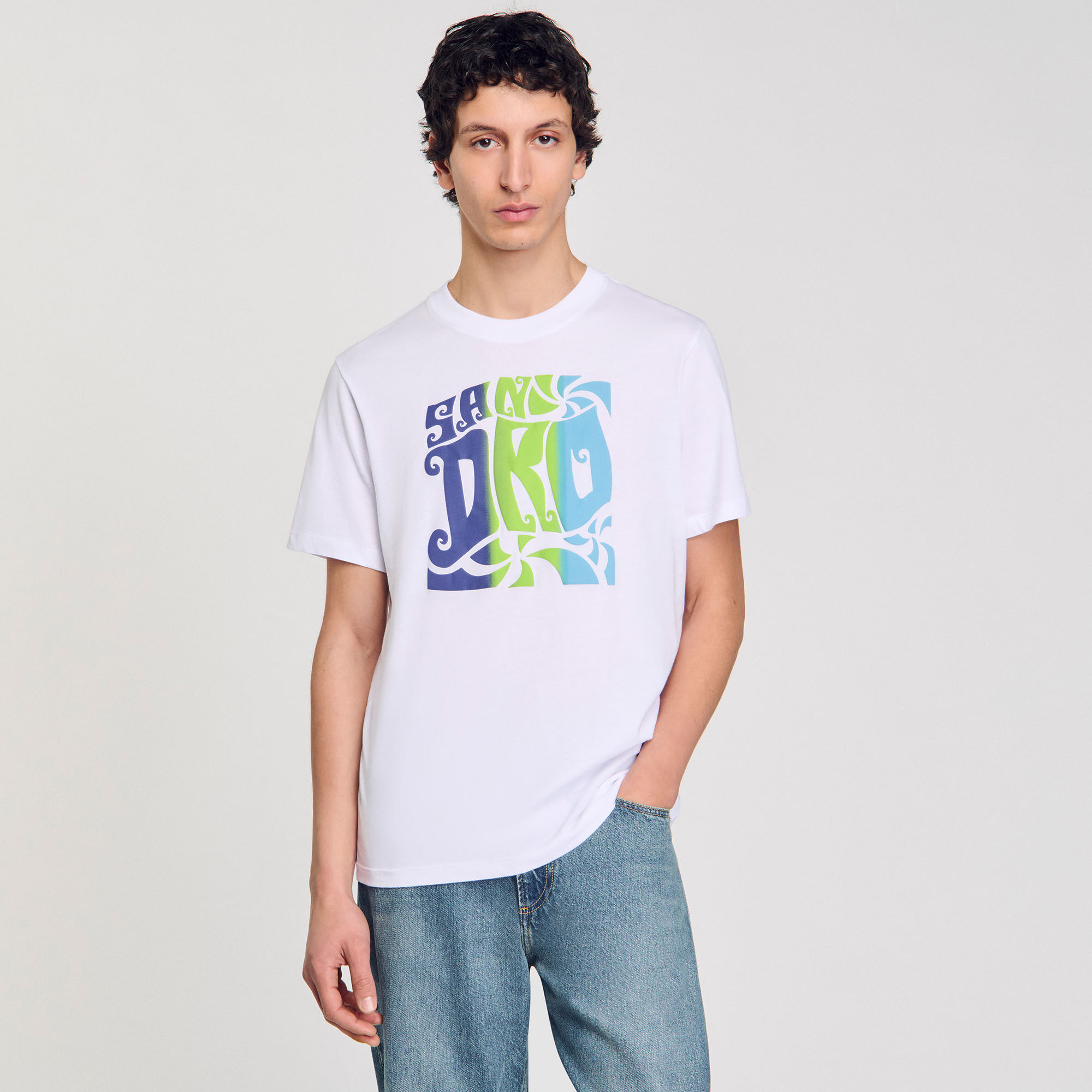 T-shirt en coton à imprimé vagues