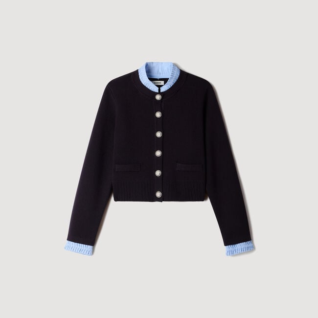 Cardigan bicolore col effet origami - Femme | Sandro Paris