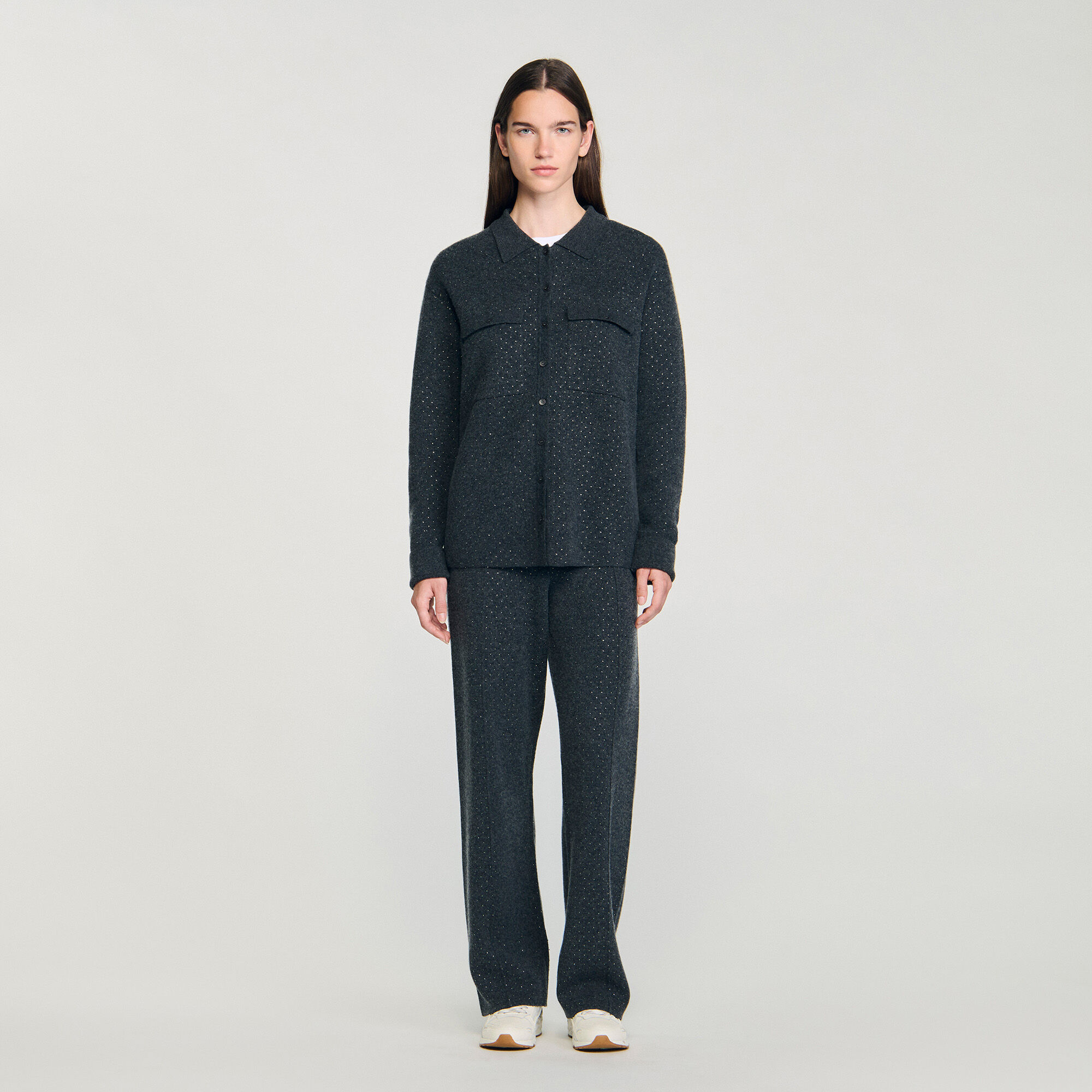 Cardigan long à strass