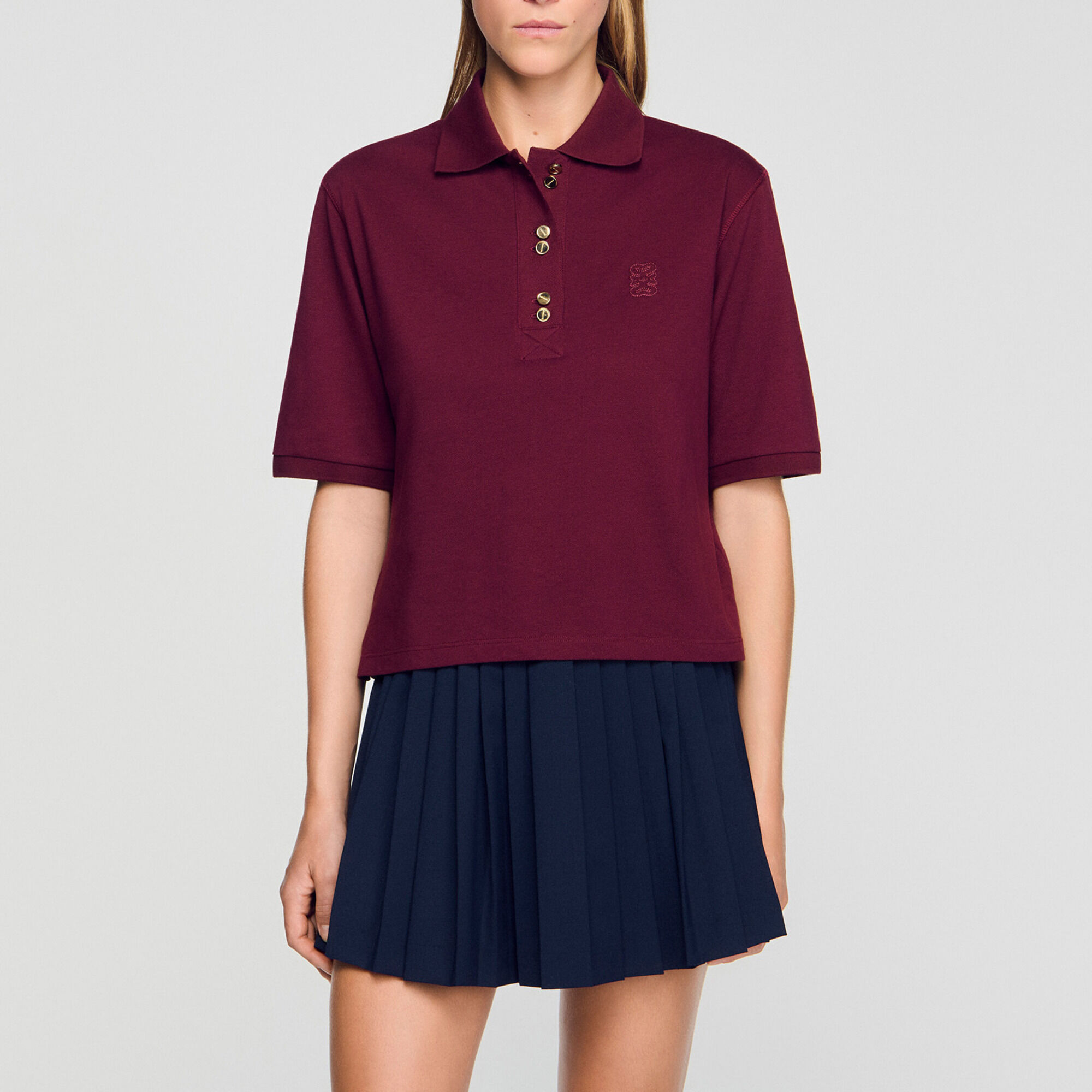 Polo &agrave; boutons fantaisie - Femme | Sandro Paris