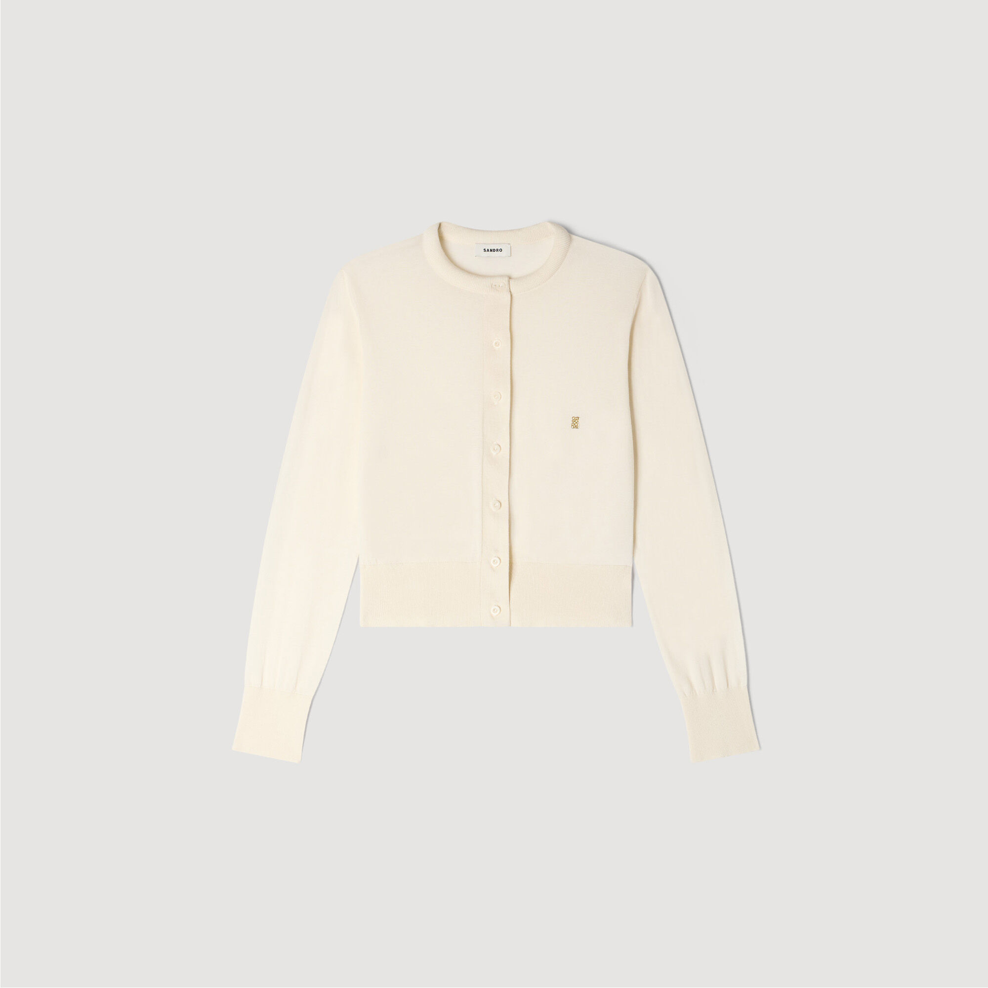 Cardigan court col rond rembourr&eacute;