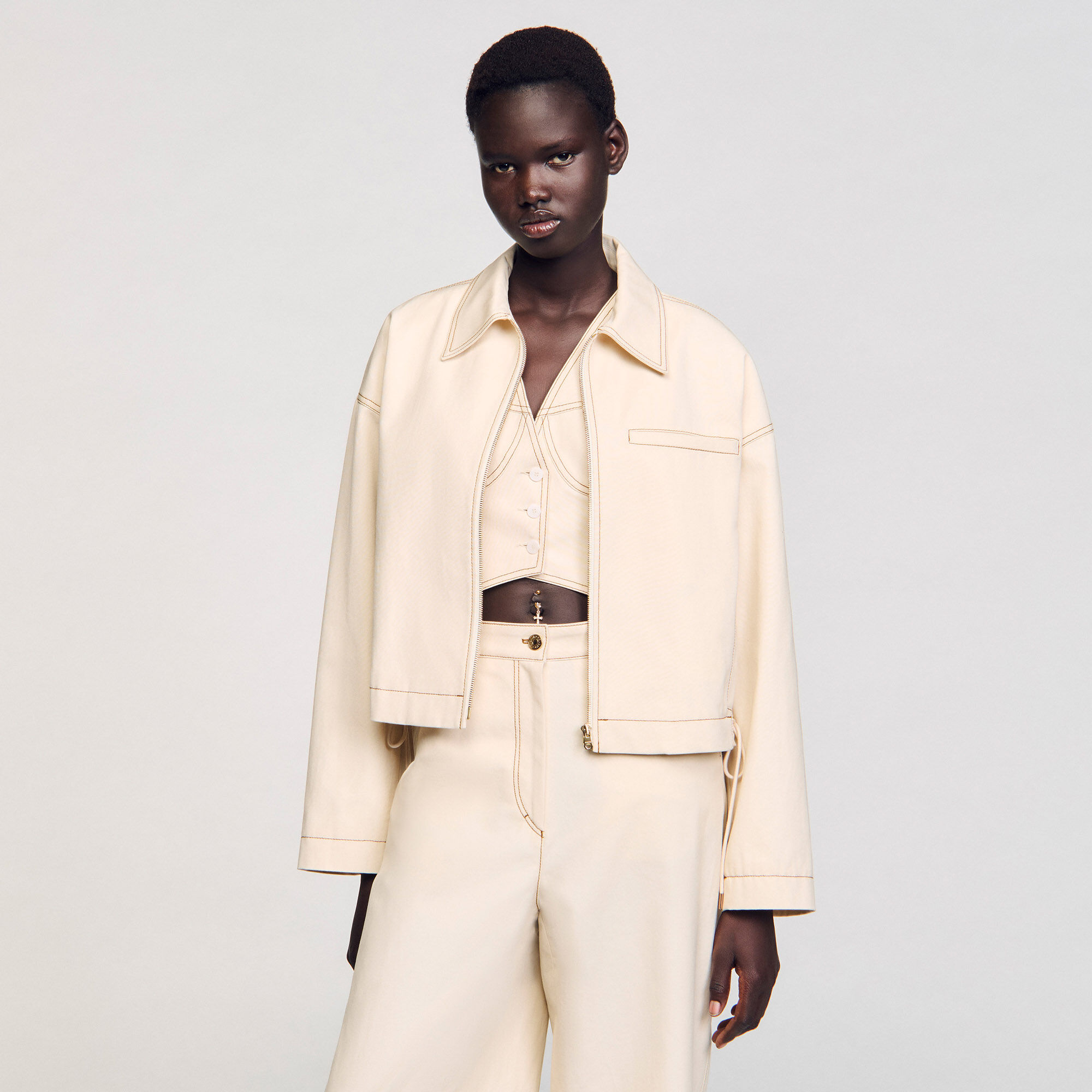 Blouson en jean à lacets