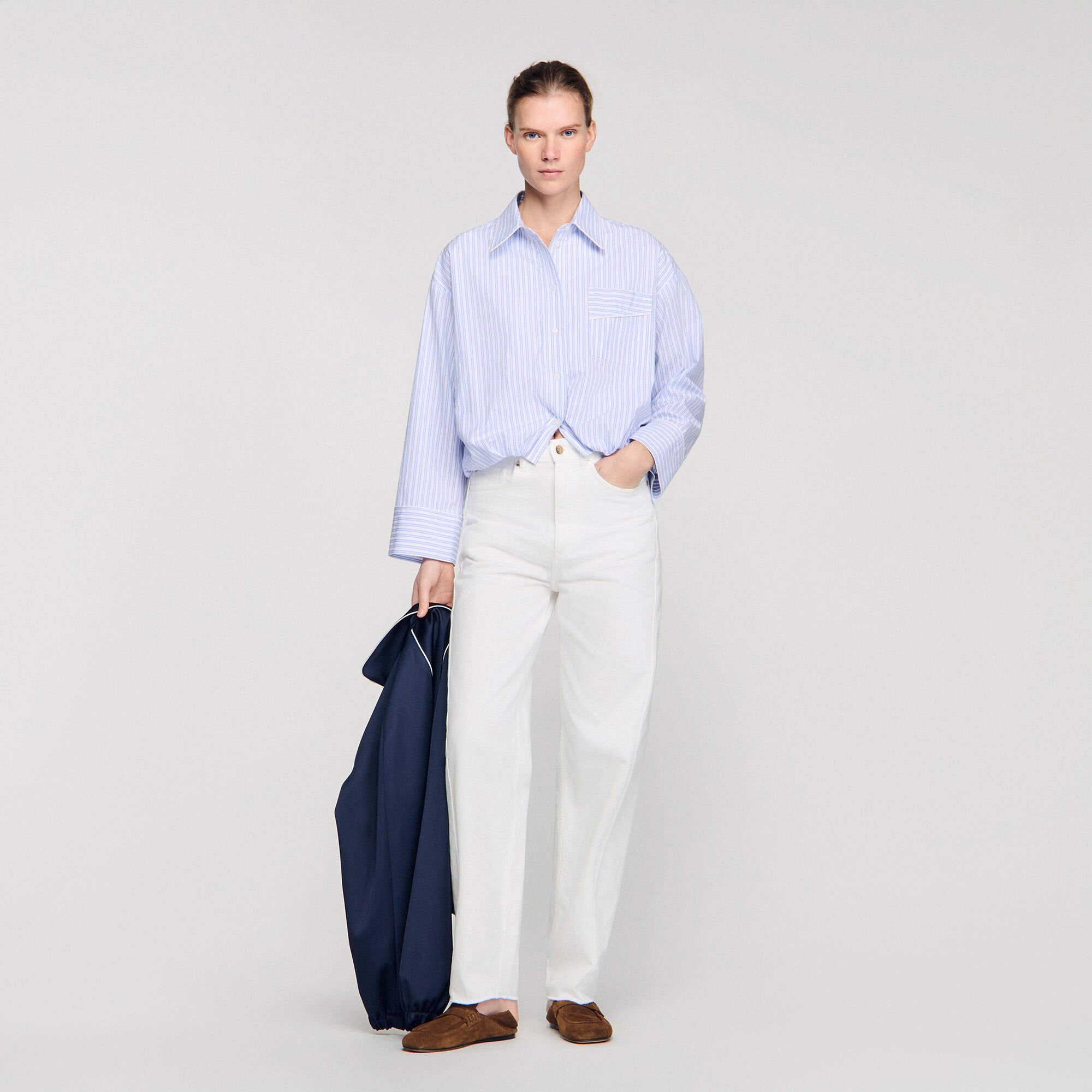 Chemise courte &agrave; rayures 