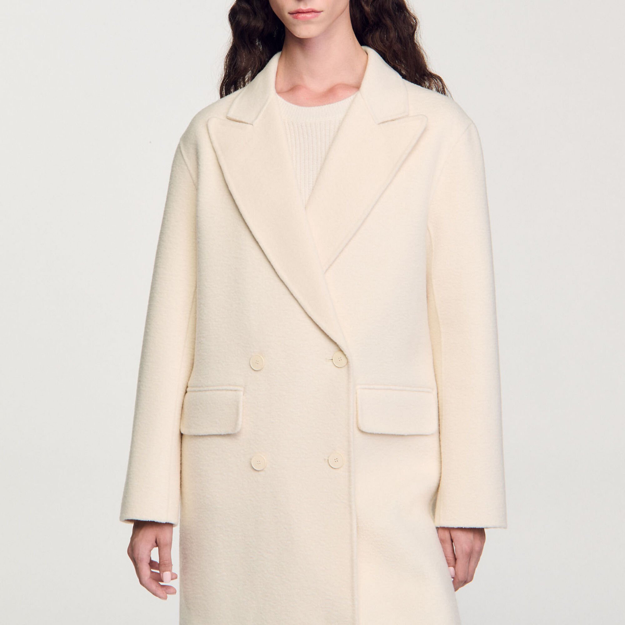 Manteau long en laine mélangée