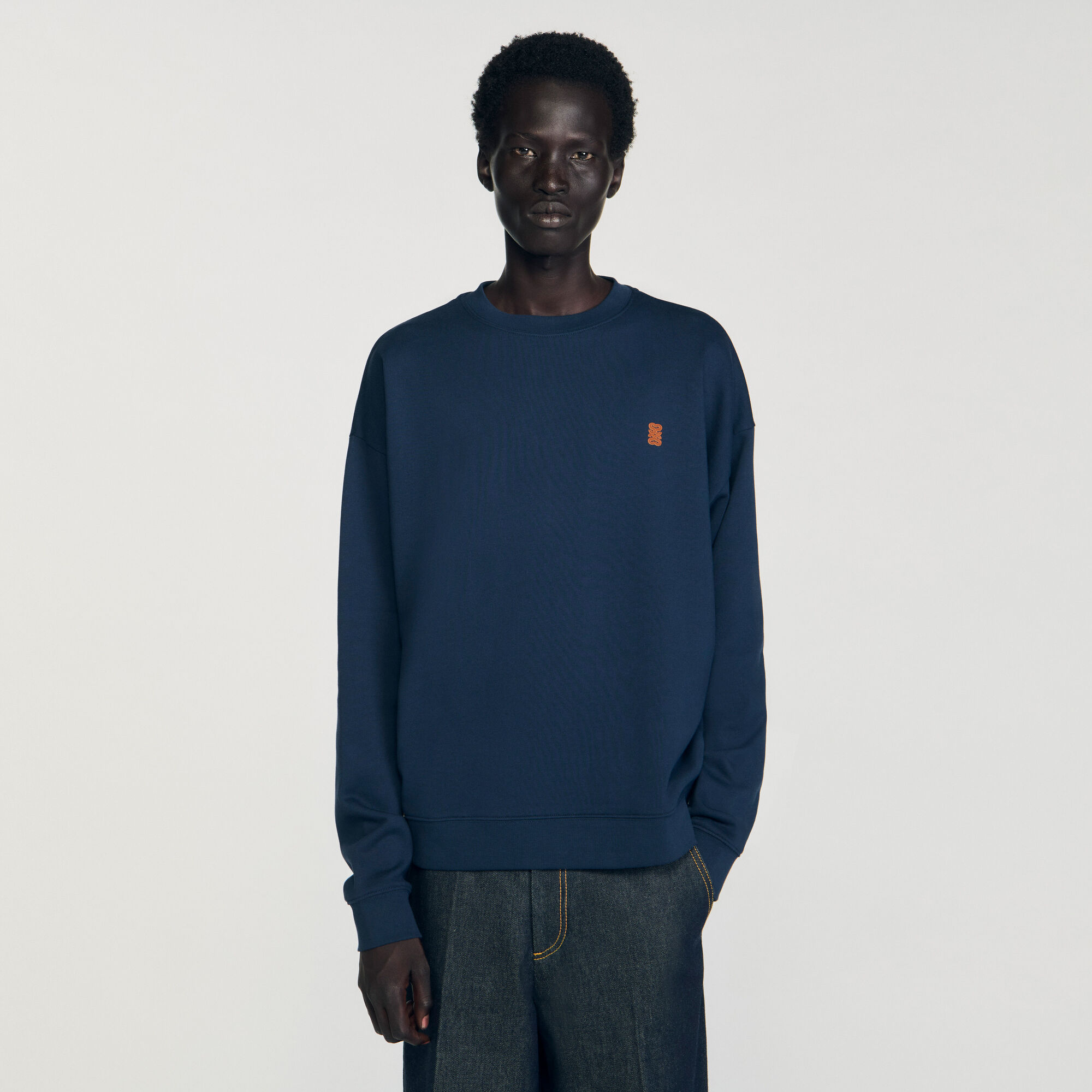 Sweat oversize à patch en cuir