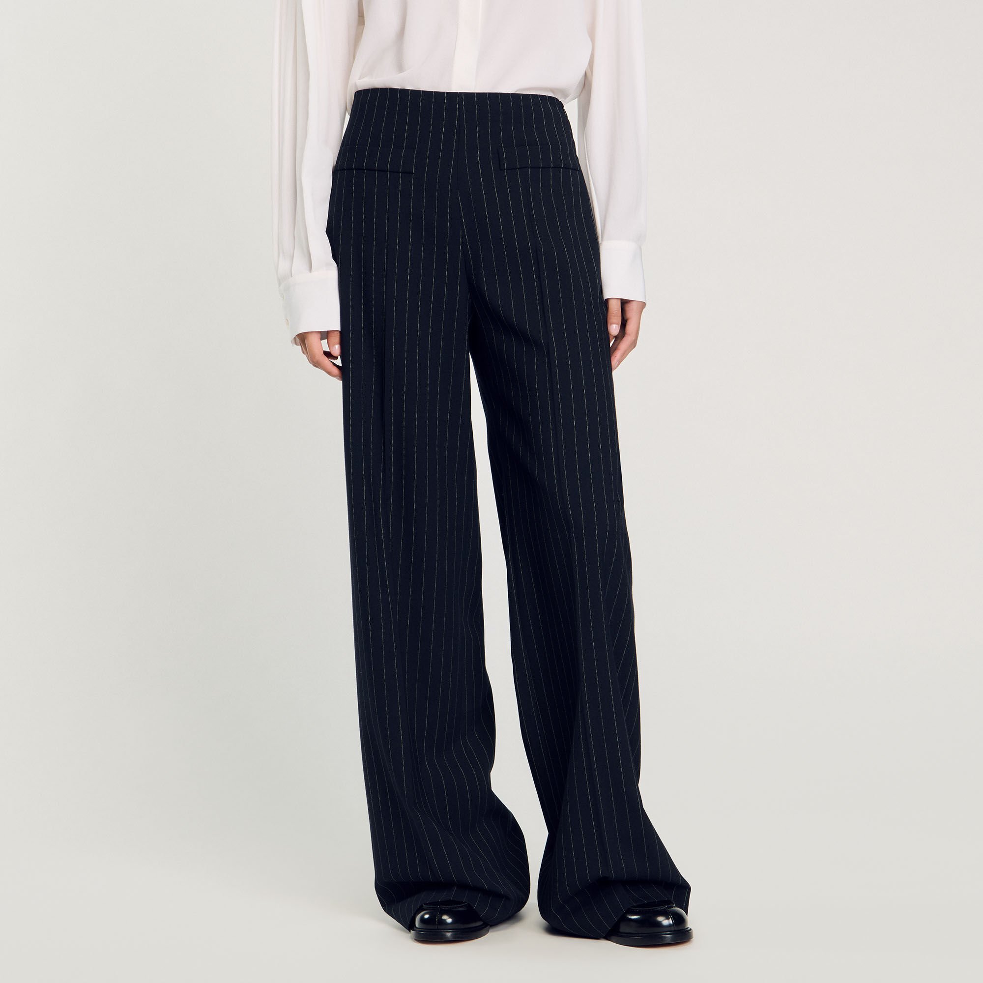 Pantalon large à fines rayures