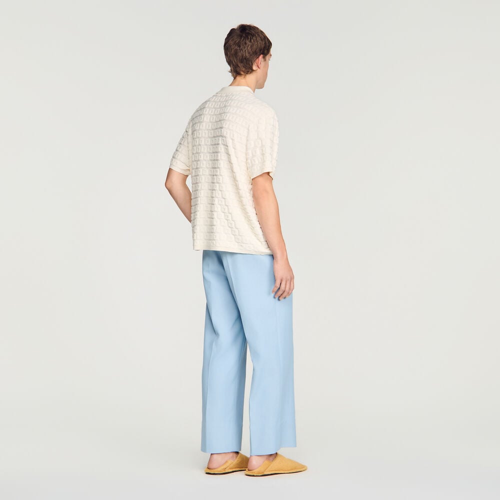 Sandro Cardigan en maille éponge – Ecru – vue 5