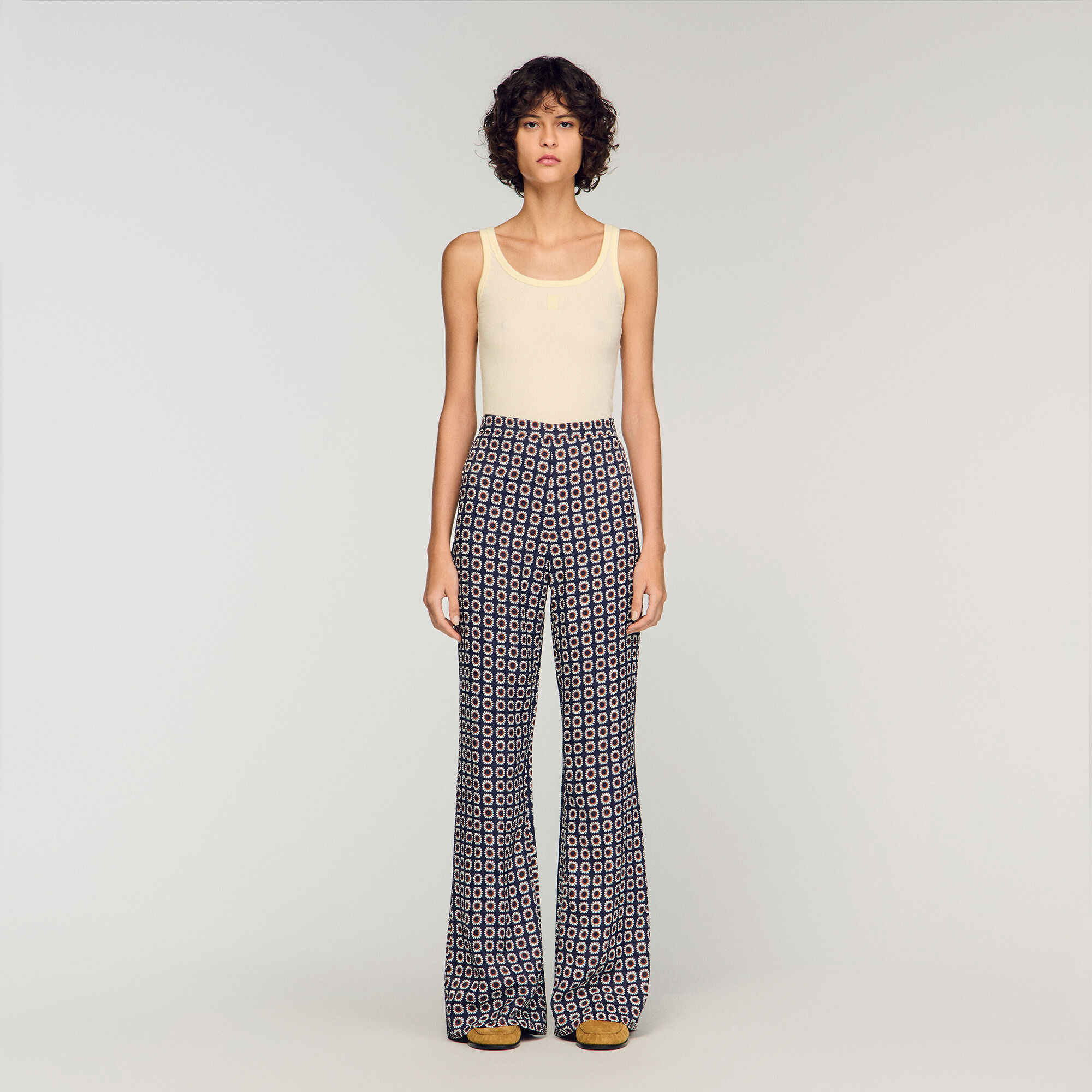 Pantalon fluide &agrave; imprim&eacute; fleuri