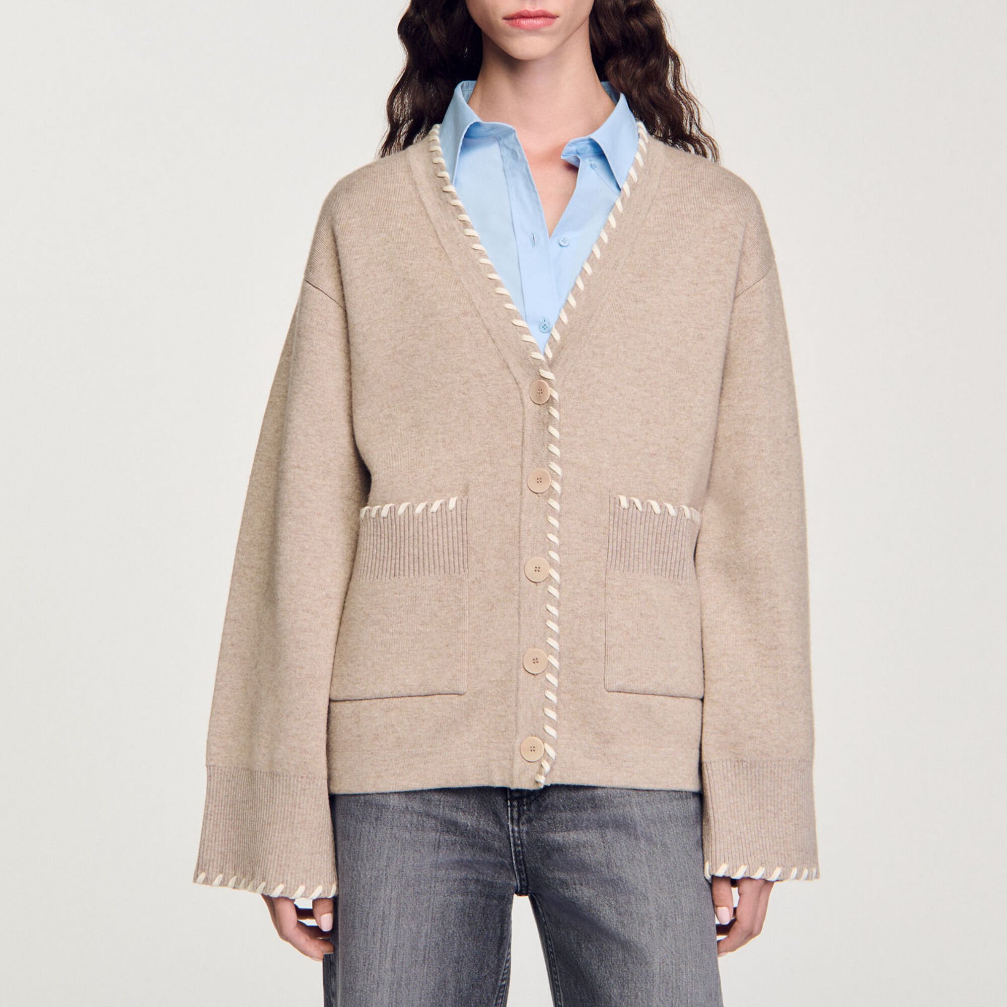 Cardigan à liseré contrasté