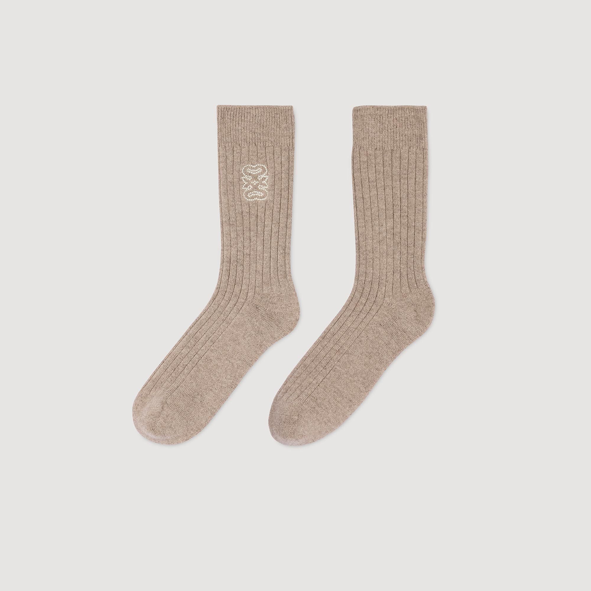 Chaussettes brodees en cachemire