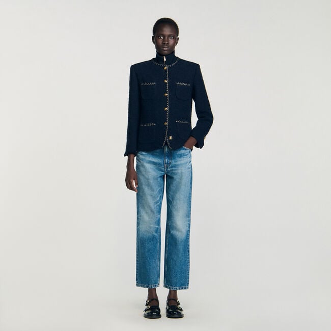 Veste en tweed &agrave; galons fantaisie