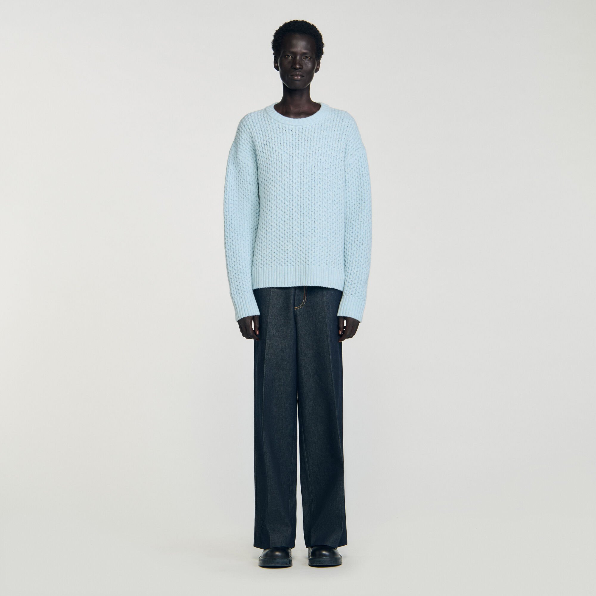 Pull laine point nid d'abeille