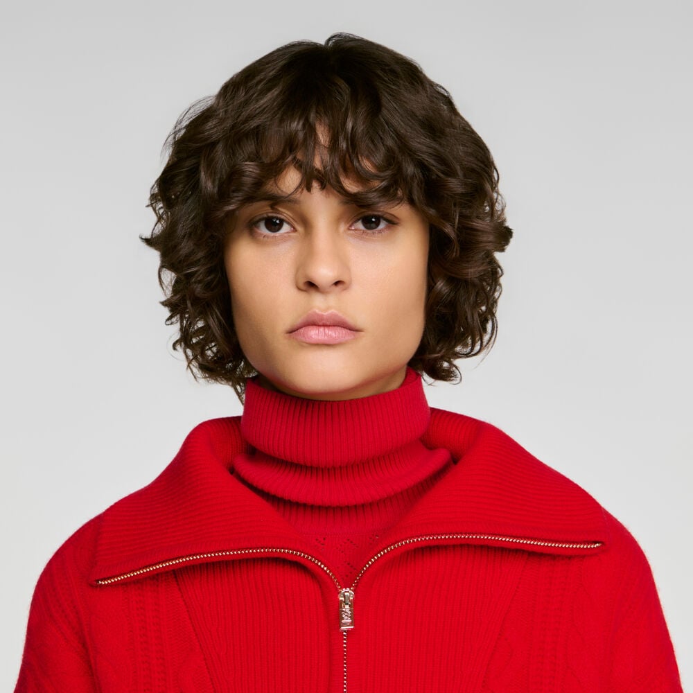 Sandro Pull col camionneur en laine – Rouge – vue 3