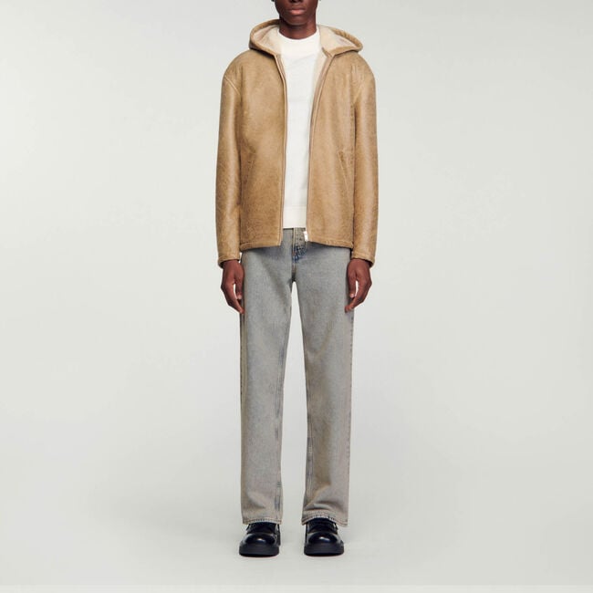 Blouson en peau lainée