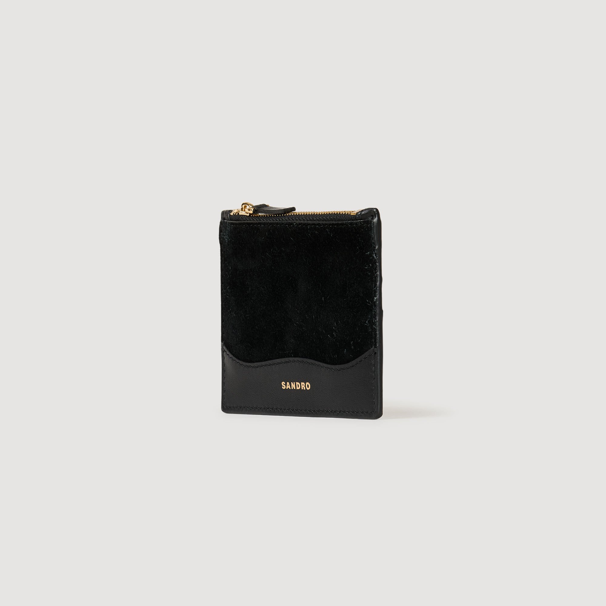 Porte-cartes en cuir et suède