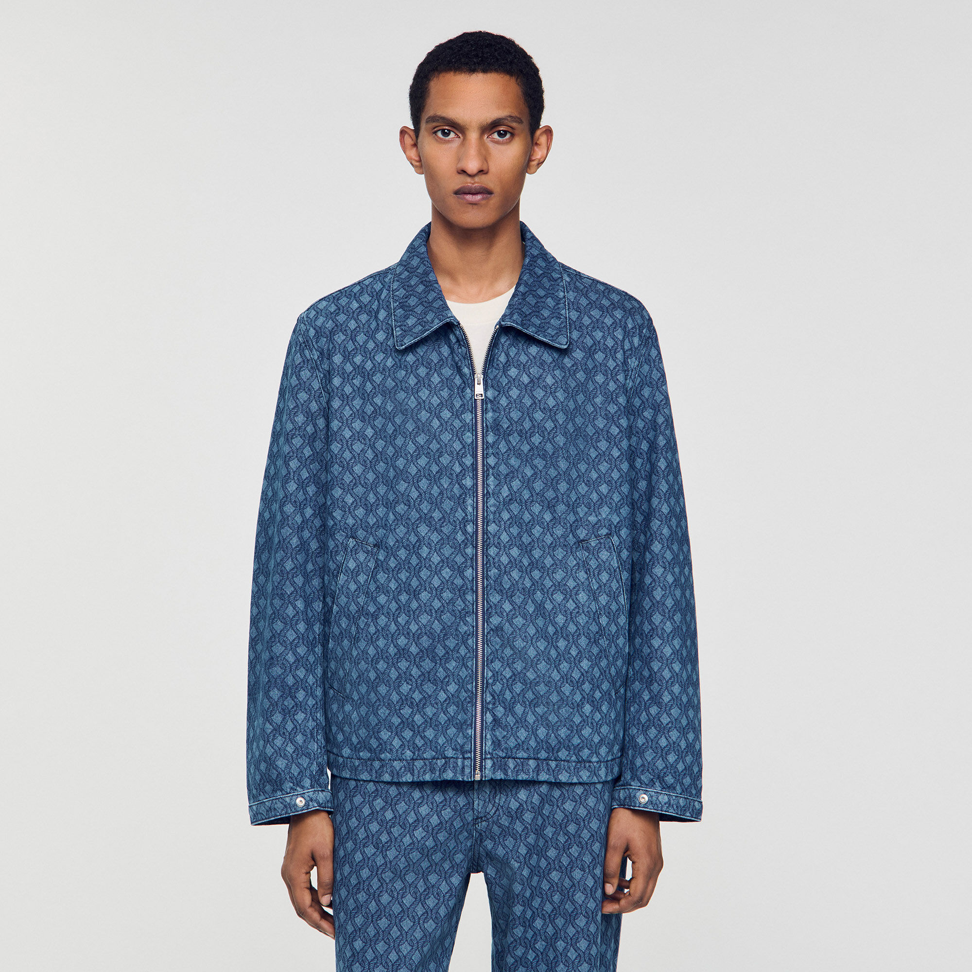 Veste en denim à motif corde