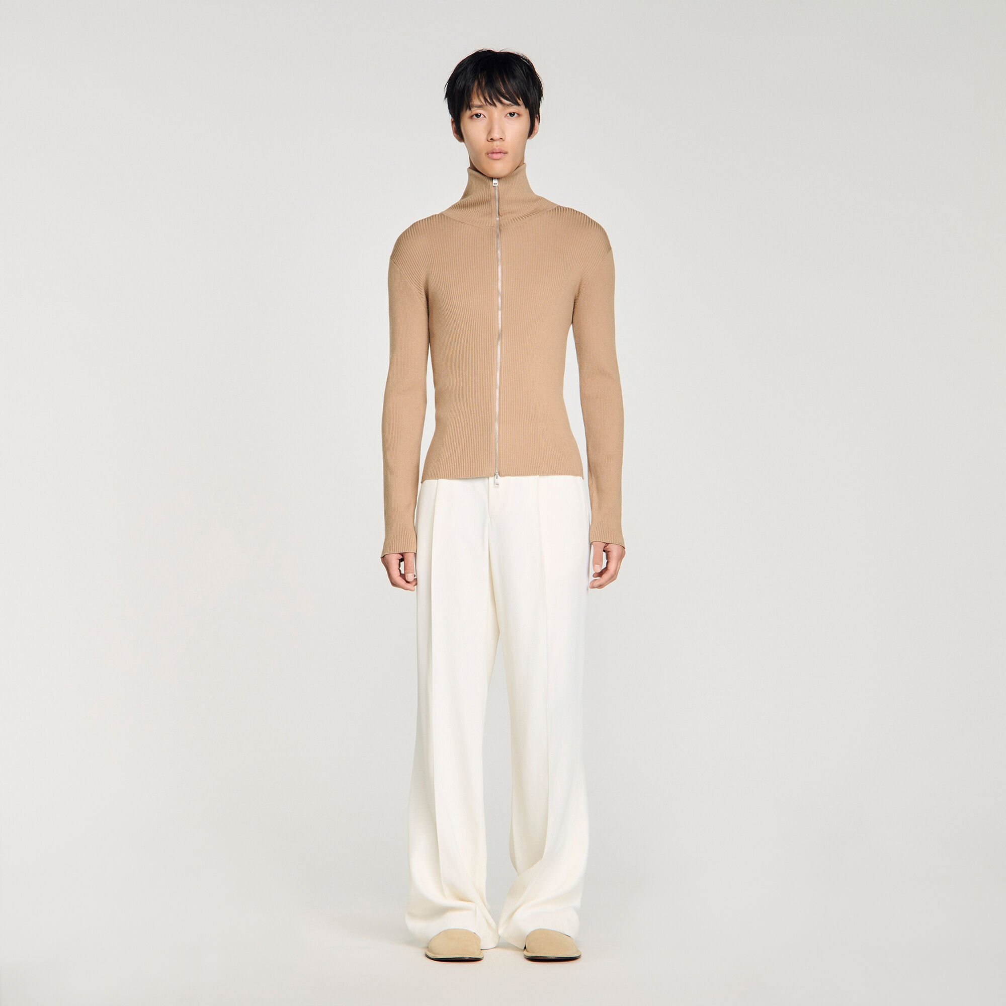 Cardigan &agrave; col montant zipp&eacute;