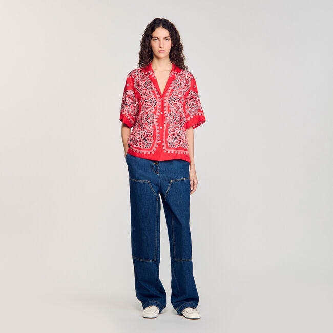 Chemise en soie à imprimé bandana