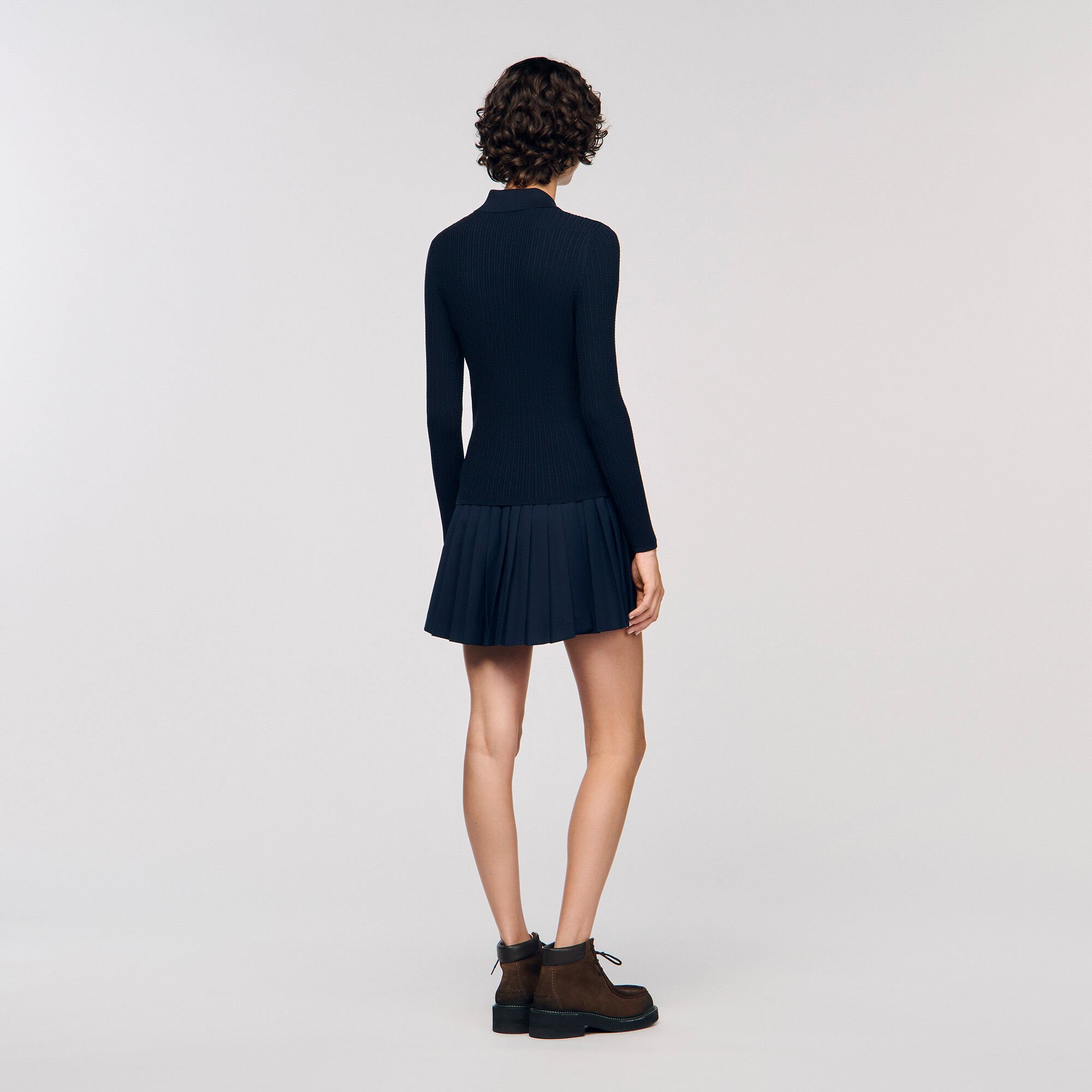 Pull polo en maille torsadée