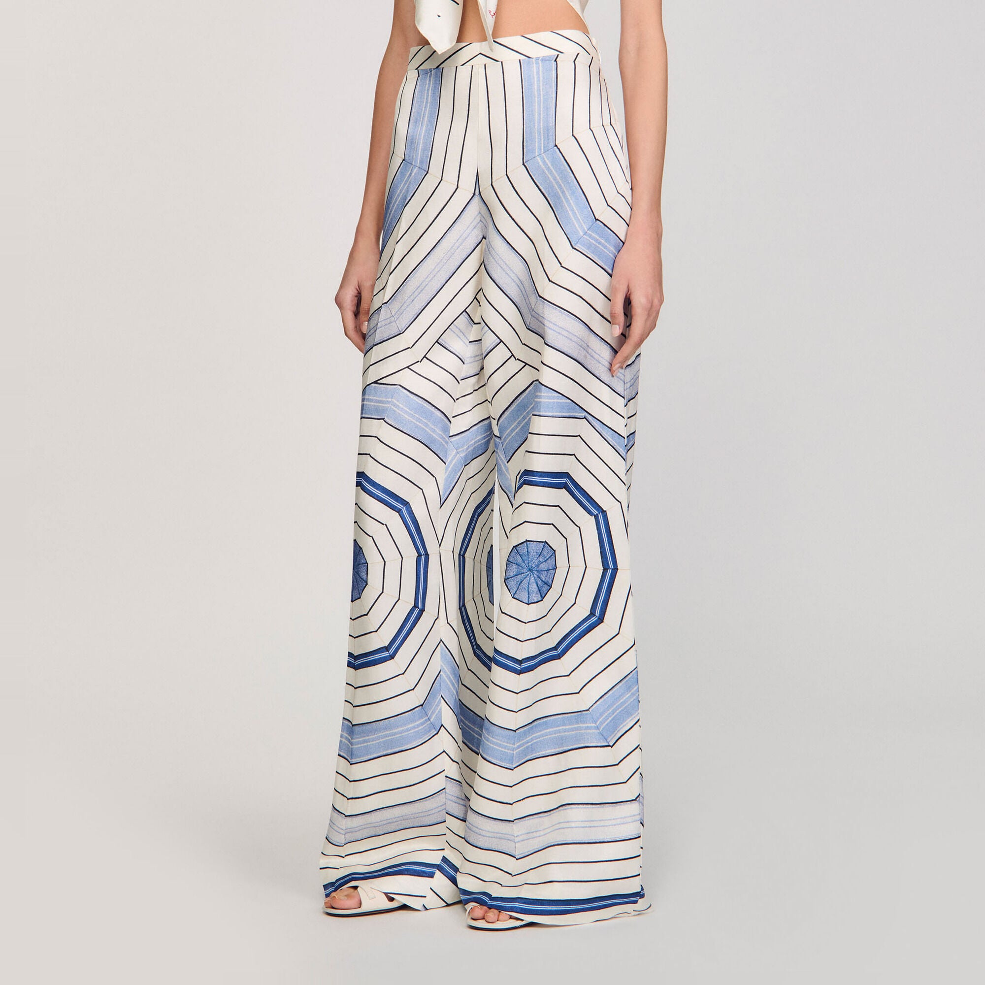 Pantalon large &agrave; imprim&eacute; spirales