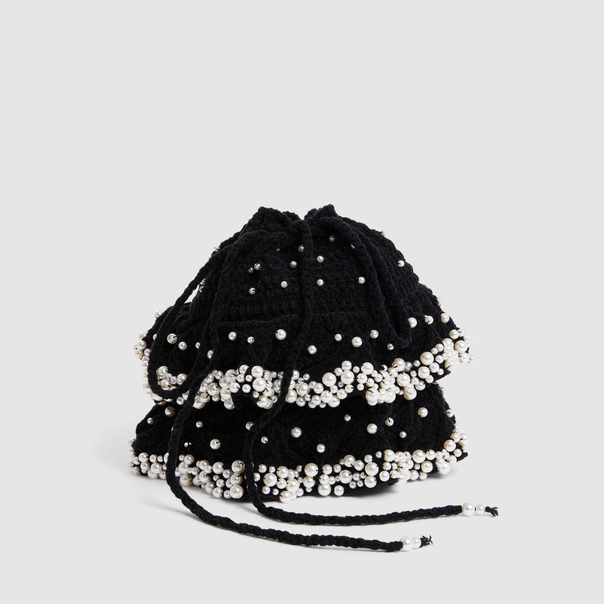 Sac en maille &agrave; perles  - Femme | Sandro Paris