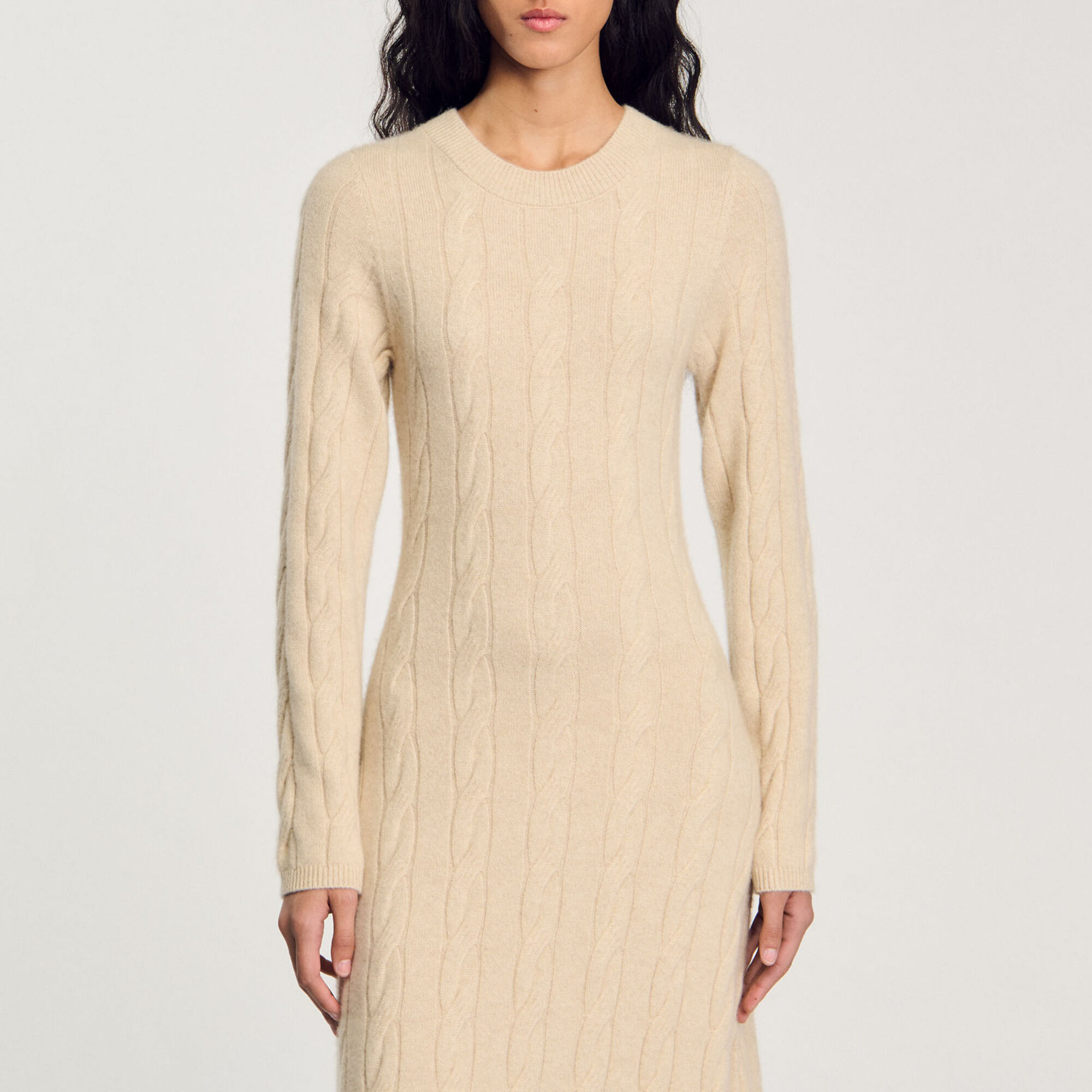 Robe longue en maille torsad&eacute;e - Femme | Sandro Paris