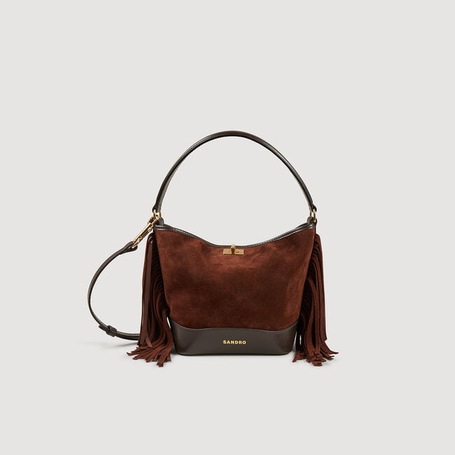 Sac seau TANGOSO en suède à franges