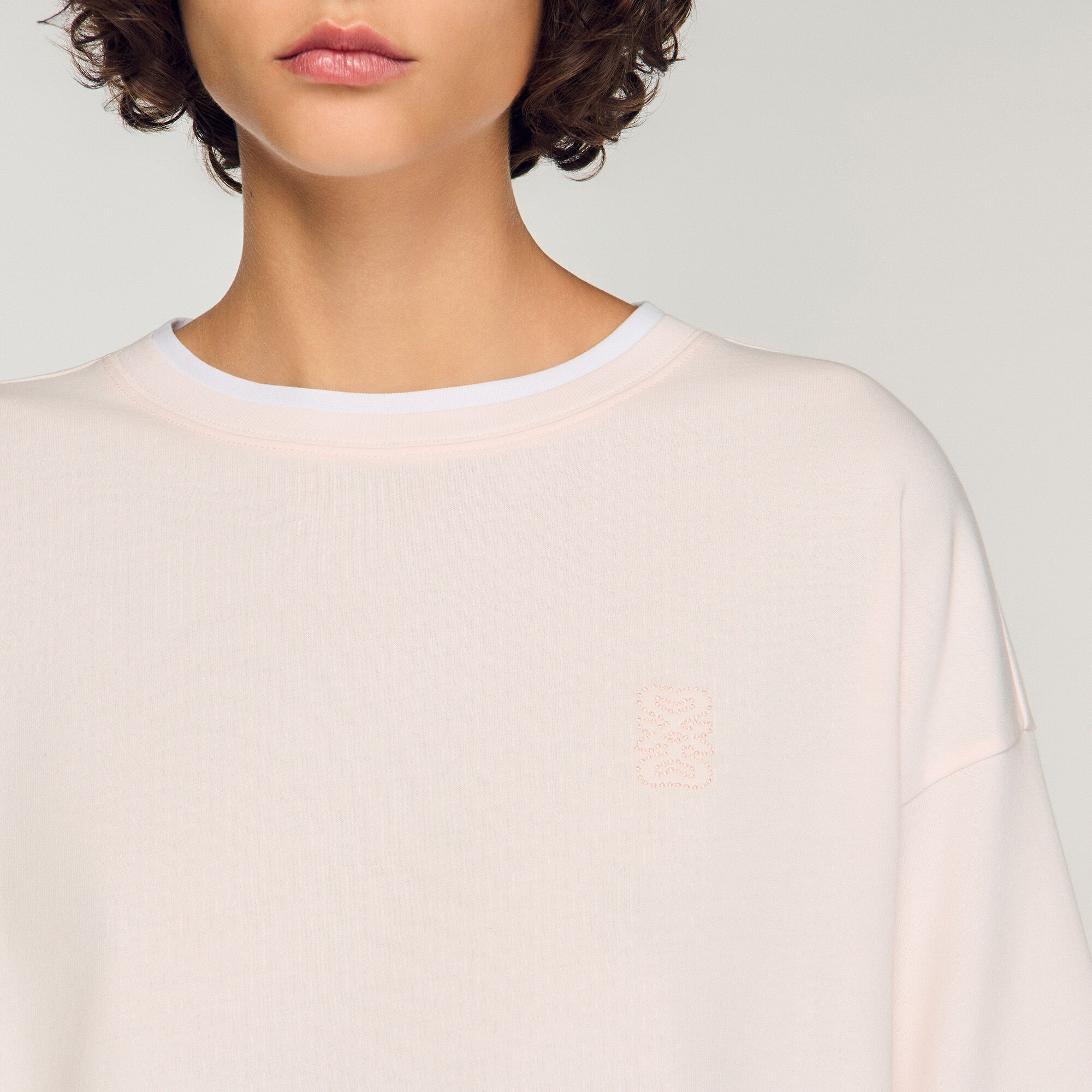 T-shirt en coton &agrave; logo brod&eacute;