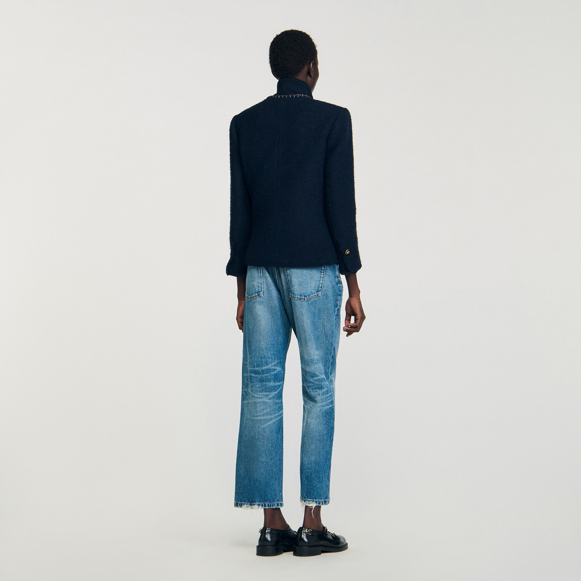 Veste en tweed &agrave; galons fantaisie