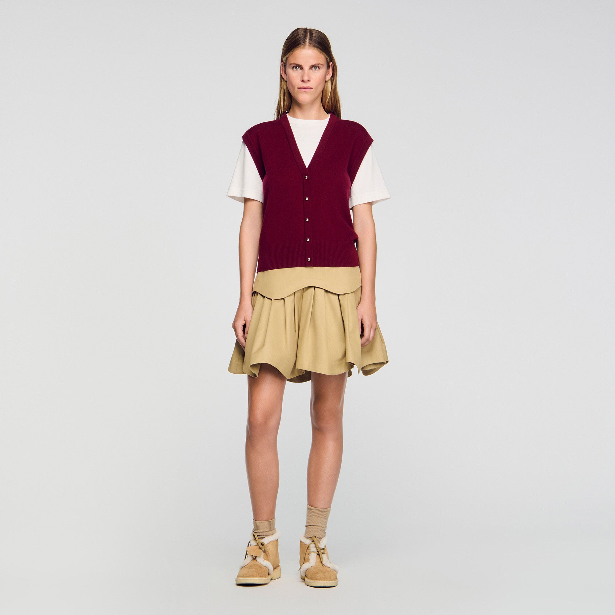 Pull bicolore en laine et cachemire 