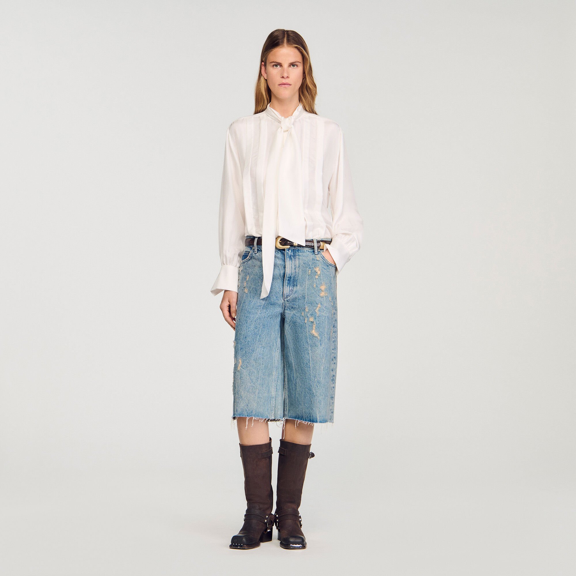 Chemise en soie à lavallière